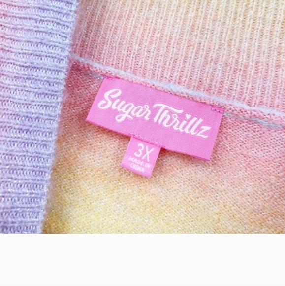 DOLLSKIILL NWOT 💗 SUGAR THRILLZ Pastel Rainbow knit sweater 3X - Picture 3 of 6